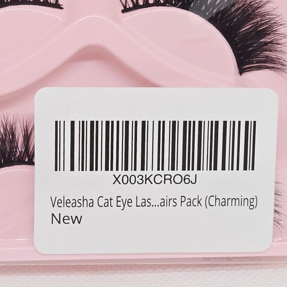 NEW VELEASHA CAT EYE FAUX MINK EYELASHES 5 PAIRS REUSABLE (CHARMING) - Picture 9 of 9